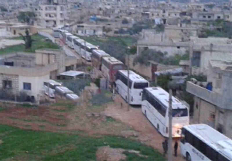 دخول الحافلات إلى الفوعة وکفریا لإجلاء المدنیین