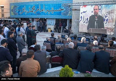 حضور محمد باقر قالیباف در یادواره شهدای بازی دراز - کرمانشاه