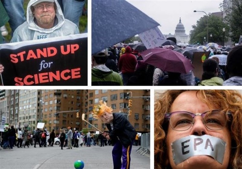 تصاویر/تظاهرات آمریکایی‌ها در حمایت از اهمیت و جایگاه علم در سیاست‌گذاری‌ها