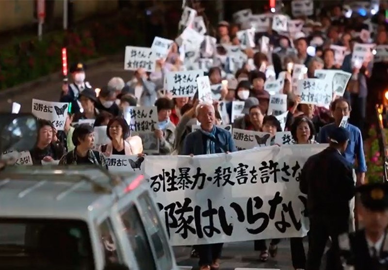 فیلم/تظاهرات ژاپنی‌ها علیه حضور ‌آمریکا در کشورشان