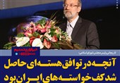 فتوتیتر/لاریجانی:آنچه در توافق هسته‌ای حاصل شد کف خواسته‌های ایران بود