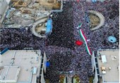 تصاویر هوایی جدید از «خروش انقلابی» حامیان رئیسی در میدان شهدا مشهد