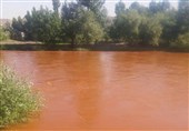 علت قرمز شدن آب زاینده رود در مبارکه چیست؟/ فرماندار مبارکه: منبع ورود آب قرمز رنگ در دست بررسی است