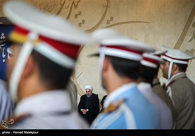 حجت‌الاسلام حسن روحانی رئیس جمهور در مراسم وداع با پیکر شهدای حادثه تروریستی تهران