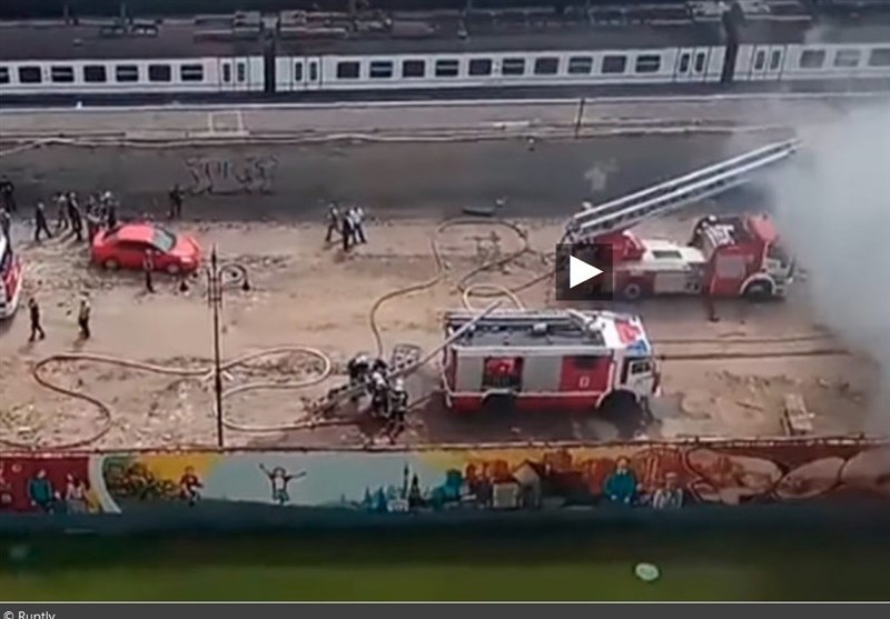 آتش‌سوزی در ایستگاه راه آهن مسکو +فیلم