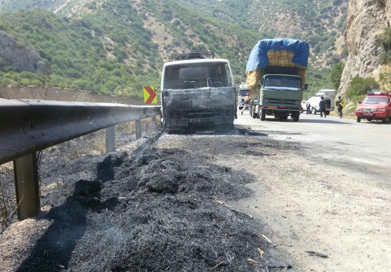 آتش‎سوزی خودروی نیسان در پارک ملی گلستان/‌ 1500 متر جنگل در آتش سوخت + عکس