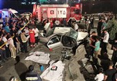 تصاویر/ برخورد پژو 405 با دیواره حاشیه بزرگراه بابایی با 2 کشته و 3 زخمی