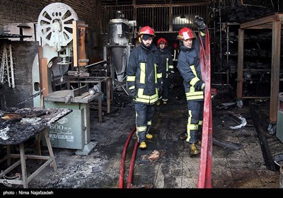 آتش سوزی در کارگاه پرده- مشهد