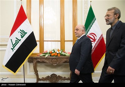 دیدار حیدر العبادی نخست وزیر عراق با علی لاریجانی رئیس مجلس شورای اسلامی ایران