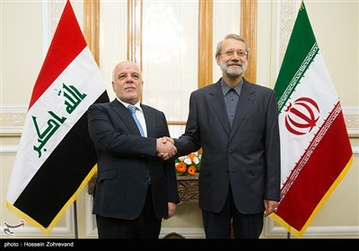 دیدار حیدر العبادی نخست وزیر عراق با علی لاریجانی رئیس مجلس شورای اسلامی ایران