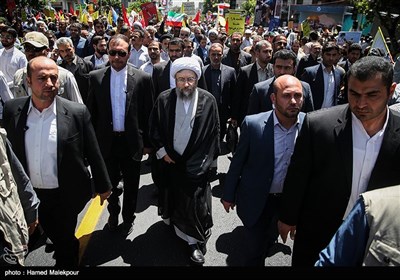 حضور آیت‌الله صادق آملی لاریجانی رئیس قوه قضائیه در راهپیمایی روز جهانی قدس - تهران