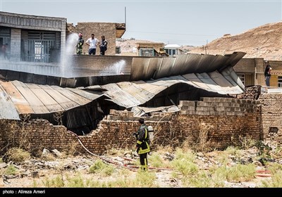 آتش سوزی در انبار لاستیک - شیراز
