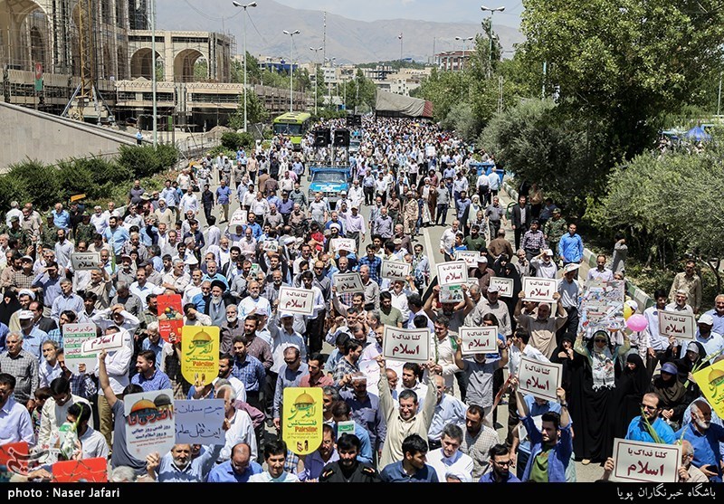تظاهرات فی طهران ضد جرائم الکیان الصهیونی بحق المسجد الأقصى