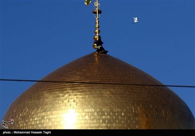 تعویض پرچم گنبد حرم امام رضا (ع)