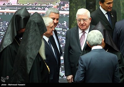 فواد معصوم رئیس جمهور عراق در حاشیه مراسم تحلیف دوازدهمین دوره ریاست جمهوری