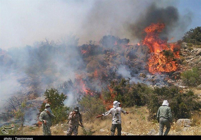 درخواست کمک از مردم برای مهار آتش جنگل‌های روستای &quot;پیله و سلسی&quot; مریوان/4 نفر فوتی قابل شناسایی نیستند
