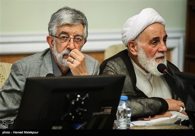 حجت‌الاسلام علی‌اکبر ناطق نوری و غلامعلی حدادعادل در جلسه مجمع تشخیص مصلحت نظام