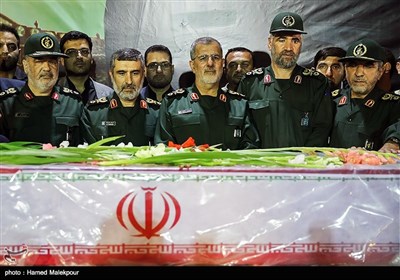 فرماندهان سپاه پاسداران انقلاب اسلامی در مراسم استقبال از پیکر شهید مدافع حرم محسن حججی