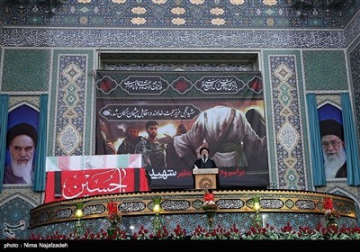 حرم امام رضا علیہ السلام میں شہید محسن حججی کے پیکر کی الوداعی تقریب