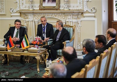 دیدار کارن کاراپتیان نخست وزیر ارمنستان و هیئت همراه با علی لاریجانی رئیس مجلس شورای اسلامی