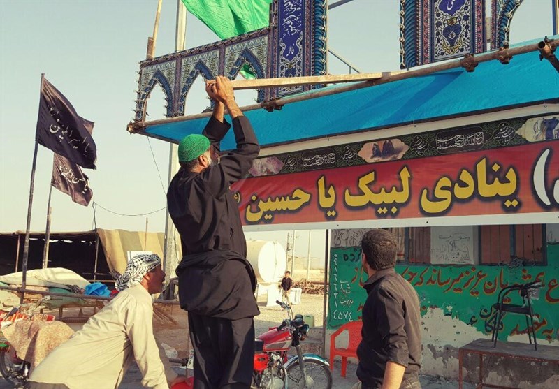 موکب اوقاف بوشهر برای پذیرایی از زائران اربعین در مرز شلمچه برپا شد