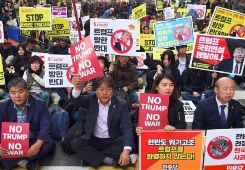 معترضان کره‌ای‌ در سئول: ما خواستار جنگ با کره شمالی نیستیم