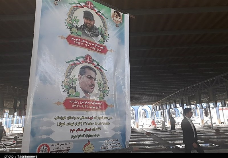 نصب تمثال شهیدان مدافع حرم در گلزار شهدای اهواز + تصاویر
