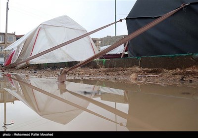 بارش باران در مناطق زلزله زده