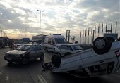 تصادف مینی‌بوس با 3 پراید در جاده خاوران + تصاویر