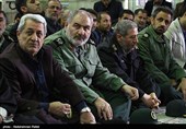سردار مظاهر مجیدی فرمانده سپاه انصار الحسین همدان در مراسم بزرگداشت شهید جانباز علی خوش لفظ