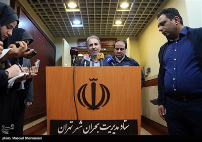 کنفرانس خبری محمدعلی نجفی شهردار تهران پس از جلسه اضطراری ستاد مدیریت بحران شهر تهران