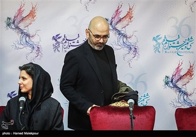 حبیب رضایی و لیلا حاتمی در نشست خبری فیلم "بمب یک عاشقانه" - سی‌وششمین جشنواره فیلم فجر
