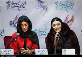 پانته‌آ مهدی‌نیا و مژگان صابری بازیگران فیلم شعله‌ور در نشست خبری - سی‌وششمین جشنواره فیلم فجر