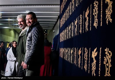 بهرام رادان و مهدی پاکدل بازیگران فیلم چهارراه استانبول در سی‌وششمین جشنواره فیلم فجر