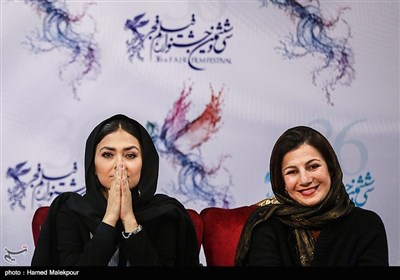 لیلی رشیدی و هدی زین‌العابدین در نشست خبری فیلم عرق سرد - سی‌وششمین جشنواره فیلم فجر