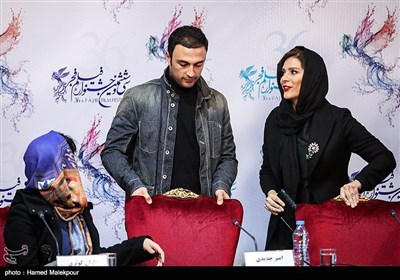سحر دولتشاهی و امیر جدیدی در نشست خبری فیلم عرق سرد - سی‌وششمین جشنواره فیلم فجر