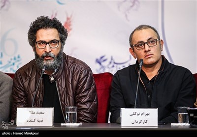 بهرام توکلی کارگردان و سعید ملکان تهیه‌کننده در نشست خبری فیلم تنگه ابوقریب - سی‌وششمین جشنواره فیلم فجر
