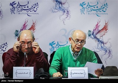 بهرام بدخشانی و کمال تبریزی در نشست اعلام نامزدهای سی‌وششمین جشنواره فیلم فجر
