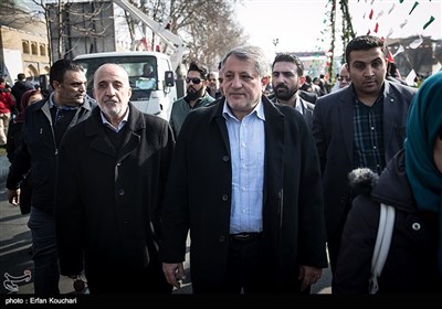 محسن هاشمی رئیس شورای شهر تهران در راهپیمایی 22 بهمن - تهران