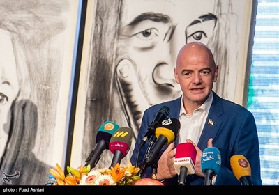 جانی اینفانتینو رئیس فیفا در جمع مدیران و پیشکسوتان فوتبال ایران 