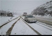 زنجان|بارش برف در محور خدابنده ـ ابهر‌