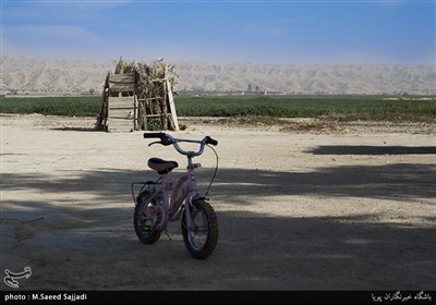 یکی از تفریحات کودکان اهل روستای تنگ خون دوچرخه سواری است