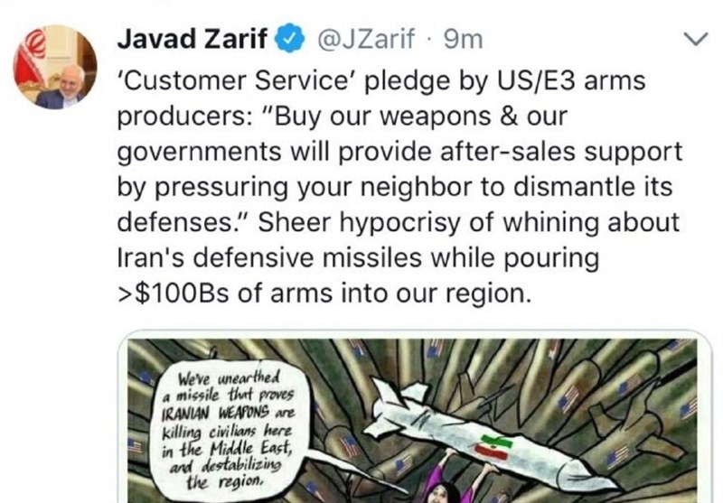 ظریف: الاحتجاج على برنامج ایران الصاروخی هو خداع مطلق من قبل الغرب