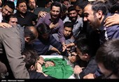 وداع با پیکر شهدای ایرانی حمله هوایی اسرائیل به پایگاه هوایی T4 در استان حمص سوریه در معراج شهدا