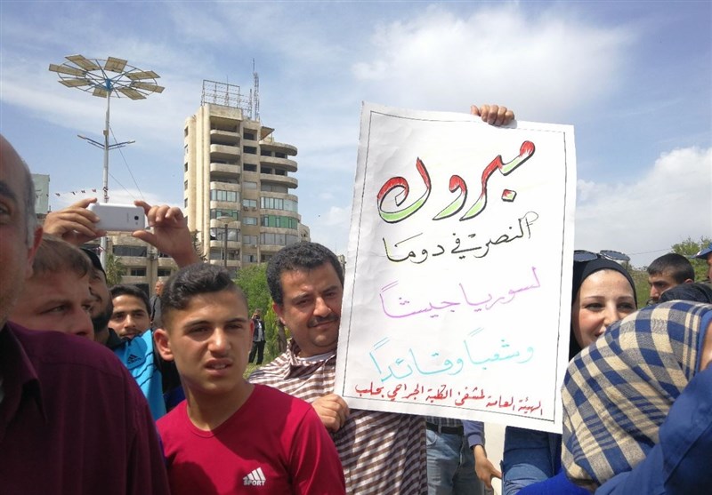 گزارش تسنیم از سوریه|شادی مردم حلب از آزادسازی غوطه شرقی+تصاویر