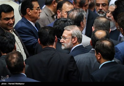 علی لاریجانی رئیس مجلس شورای اسلامی در نشست مشترک قوای سه‌گانه