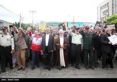  راهپیمایی نمازگزاران در محکومیت امریکا در بجنورد