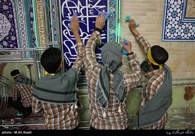 غبارروبی مساجد در آستانه ماه مبارک رمضان