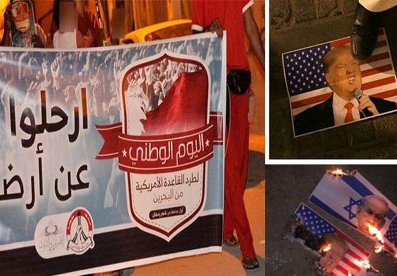 تحولات بحرین|تظاهرات علیه حضور نظامی آمریکا و بیگانگان؛ به آتش کشیده شدن تصاویر ترامپ و نتانیاهو