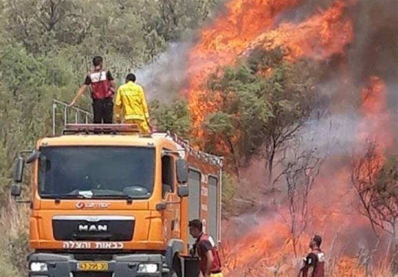 وقوع آتش‌سوزی گسترده در شهرک‌های صهیونیست‌نشین اطراف غزه